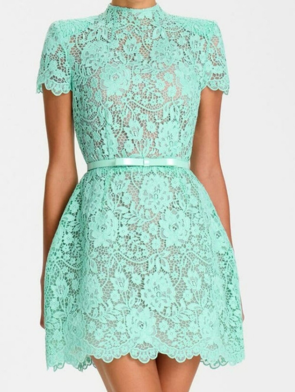 NADINE MERABI MILLA MINT LACE MINI DRESS - Picture 4 of 10